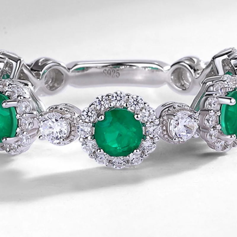 Wholesale 925 Sterling Silver Lab Grown Emerald Ring Gemstone 925