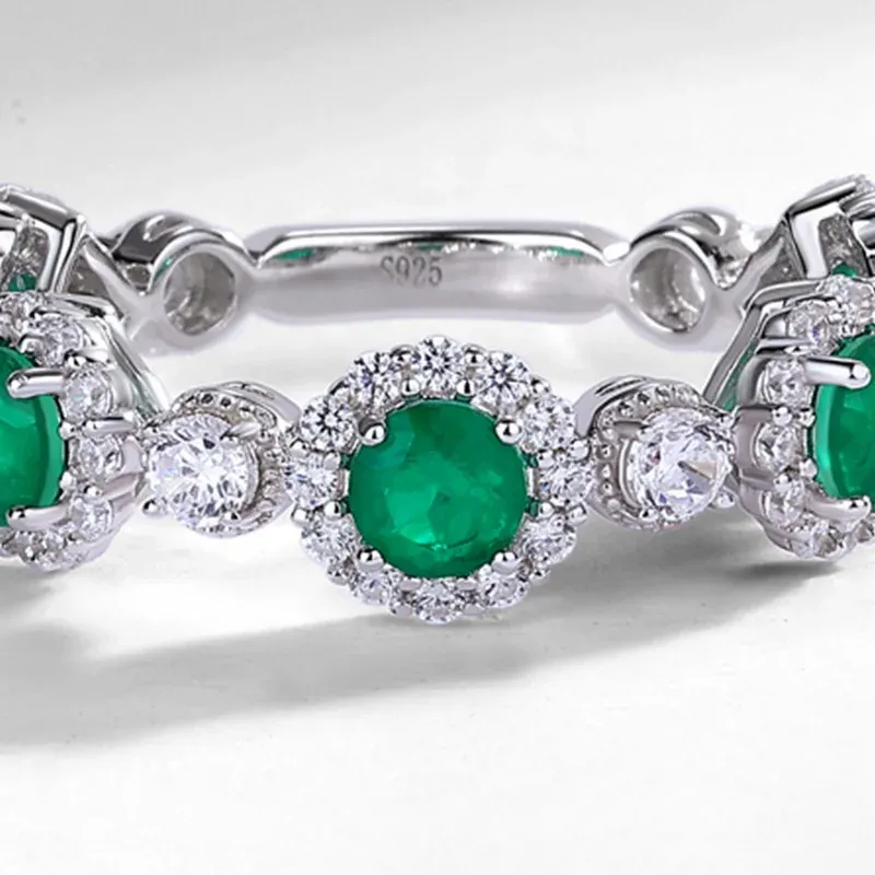Wholesale 925 Sterling Silver Lab Grown Emerald Ring Gemstone 925