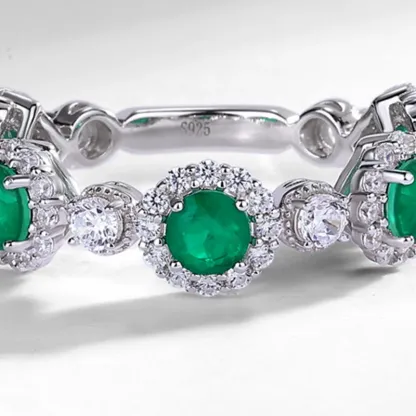 Wholesale 925 Sterling Silver Lab Grown Emerald Ring Gemstone 925