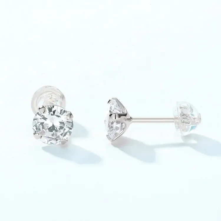 CZ Stud Earrings 925 Sterling Silver Ear Piercing Jewelry Minimalist Women Earrings Wholesale