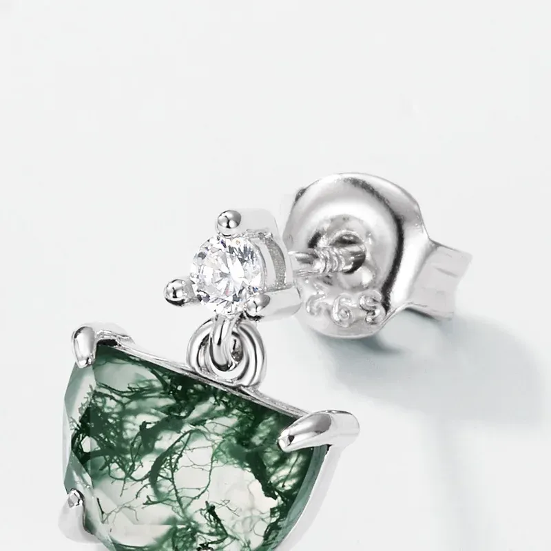 Jewelyking Green Moss Agate Engagement Wedding Earrings JKES0097
