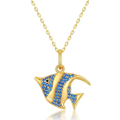 JewelyKing S925 Sterling Silver Animal Fish Pendant Necklace JKNS0167