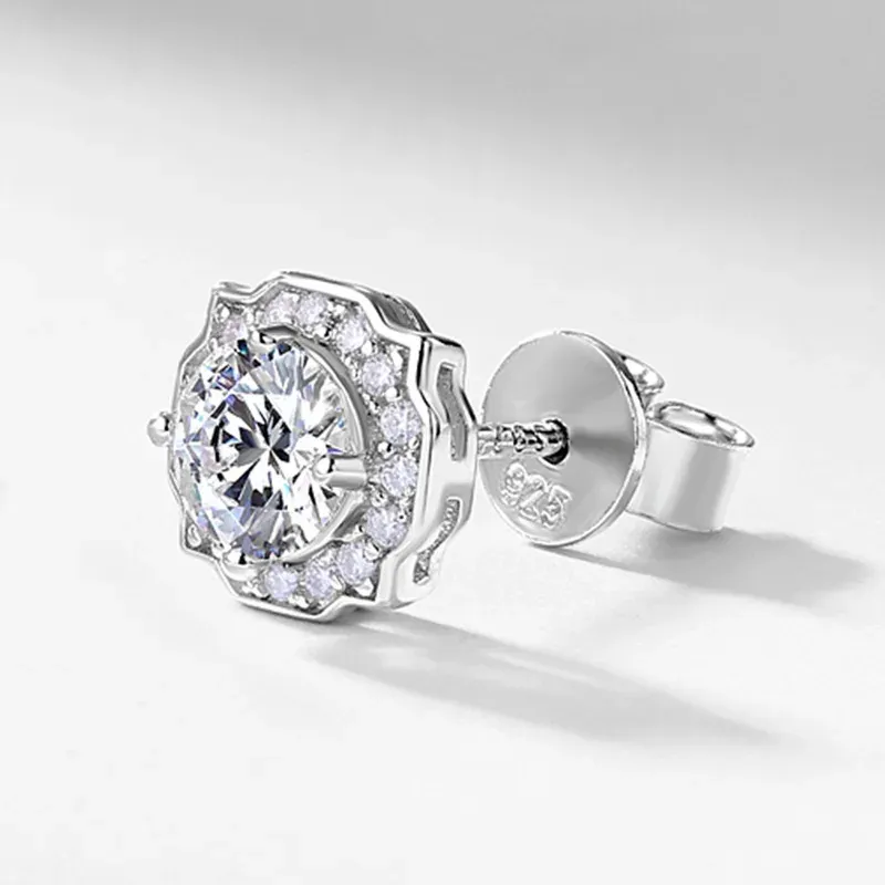 Classic Luxury 0.5CT Lab Diamond Earrings S925 Silver Rhodium Plated Brilliant Cut Prong Set Round Style Studs