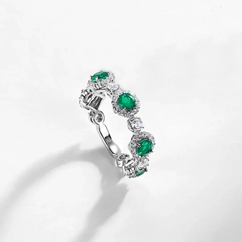 Wholesale 925 Sterling Silver Lab Grown Emerald Ring Gemstone 925
