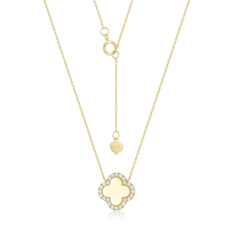JewelyKing 14K Synthetic Stone Diamond Dainty Gold Necklace JKNS0136