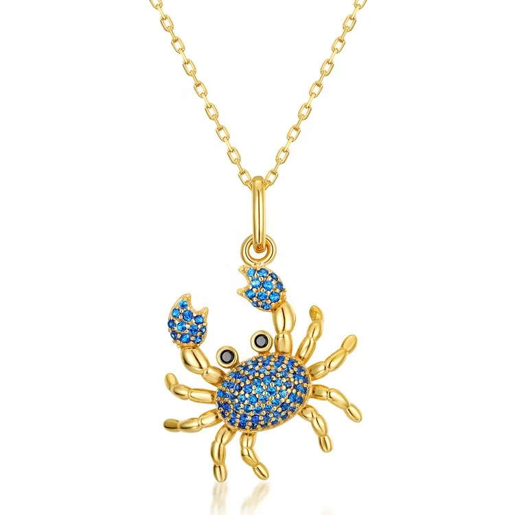 JewelyKing S925 Sterling Silver New Style Girl Summer Beach Crab Pendant Charm Necklace JKNS0187