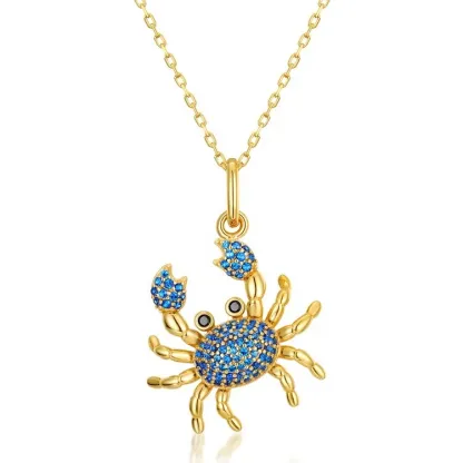JewelyKing S925 Sterling Silver New Style Girl Summer Beach Crab Pendant Charm Necklace JKNS0187
