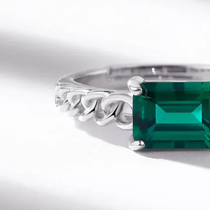 S925 Sterling Silver Exquisite Female Costume Jewelry Emerald Ring for Women