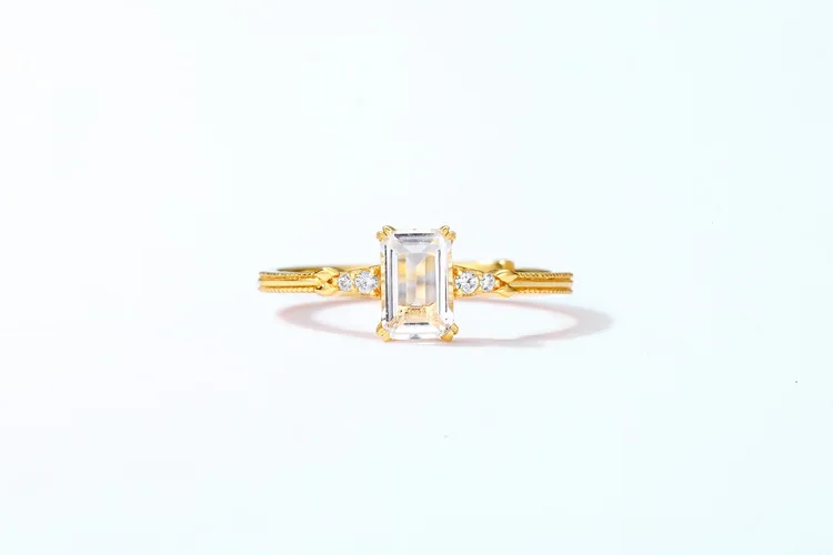 JewelyKing S925 Sterling Silver Natural Crystal Big Gemstone Clear Quartz Ring JKRS0276
