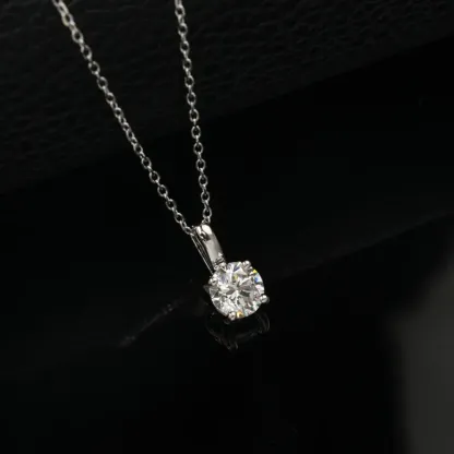 JewelyKing S925 Sterling Silver Hpht Lab Grown Diamond Necklace Charm Jewelry JKNS0013
