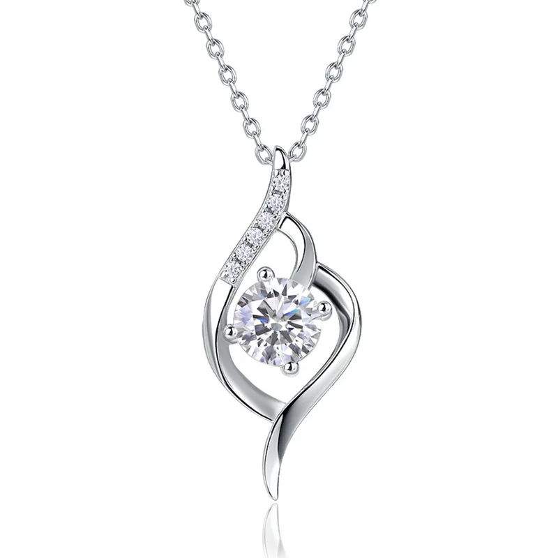 925 Silver Heart Shape Sparkling Dance Lab Diamond Necklace 