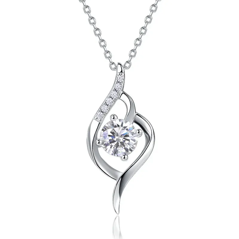 925 Silver Heart Shape Sparkling Dance Lab Diamond Necklace 