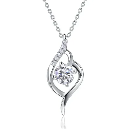 925 Silver Heart Shape Sparkling Dance Lab Diamond Necklace 