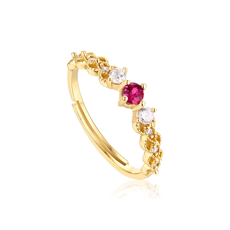 Fashion Design Emerald Gold Plated Ring Wedding Engagement Adjustable Ring for Women