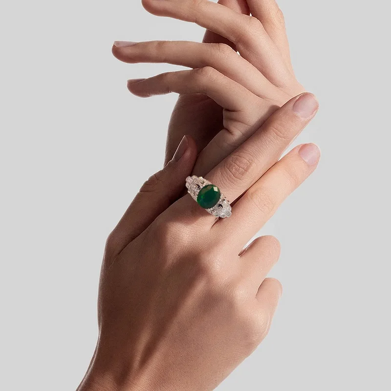 JewelyKing Leopard Print High Quality Green Zircon Ring JKRS0289