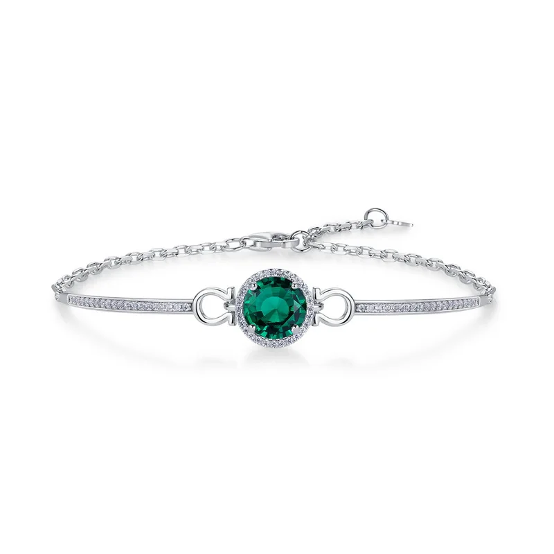 Light Luxury Emerald Bracelet Adjustable 925 Sterling Silver Lab Grown Emerald Chain Fashion Bracelet Women