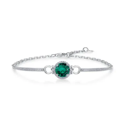 Light Luxury Emerald Bracelet Adjustable 925 Sterling Silver Lab Grown Emerald Chain Fashion Bracelet Women