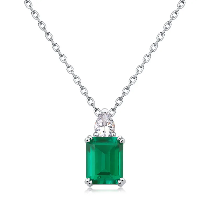 Vintage Gold 925 Silver Lab Emerald Diamond Floral Grandmother Pendant Wedding Religious Gift