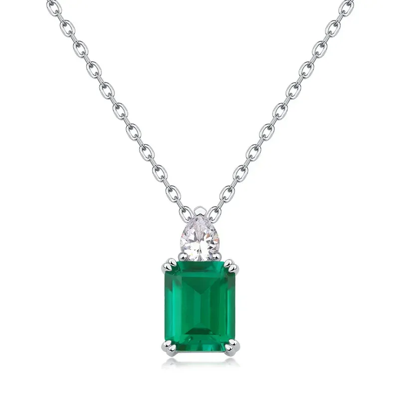 Vintage Gold 925 Silver Lab Emerald Diamond Floral Grandmother Pendant Wedding Religious Gift