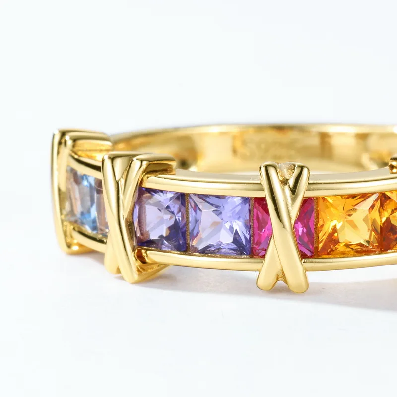 Gold Plated Jewelry High Quality Hand Made S925 Sterling Ring Silver With Many Tiny Shinny Emerald Stones Rings
