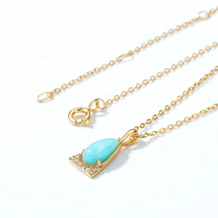 JewelyKing S925 Sterling Silver Handmade Amazonite Vintage Gemstone Pendant Necklace JKNS0180