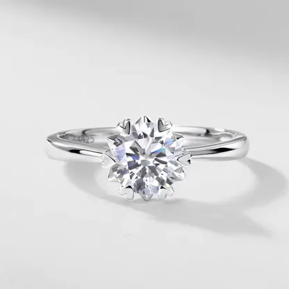 Women S925 Sterling Silver Classic Six Prong 1ct Lab Grown Diamond Ring Elegant Wedding Engagement Jewelry