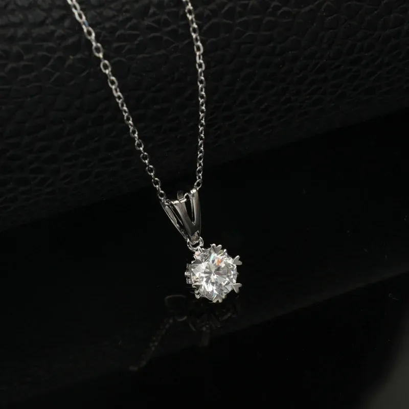 JewelyKing S925 Sterling Silver 1CT Lab Grown Diamond Necklace Lightweight Luxury Casual Design Jewelry JKNS0012