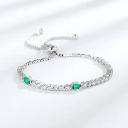 Factory Wholesale Jewelry Adjustable Tennis Bracelets Dainty Classic Lab Grown Emeralds Tennis Bracelet