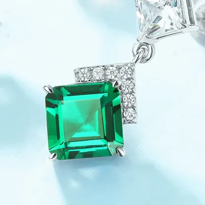 New Products High Quality Natural Emerald Jewelry 14K 18K White Gold Emerald Stud Earrings Jewelry Set for Girl