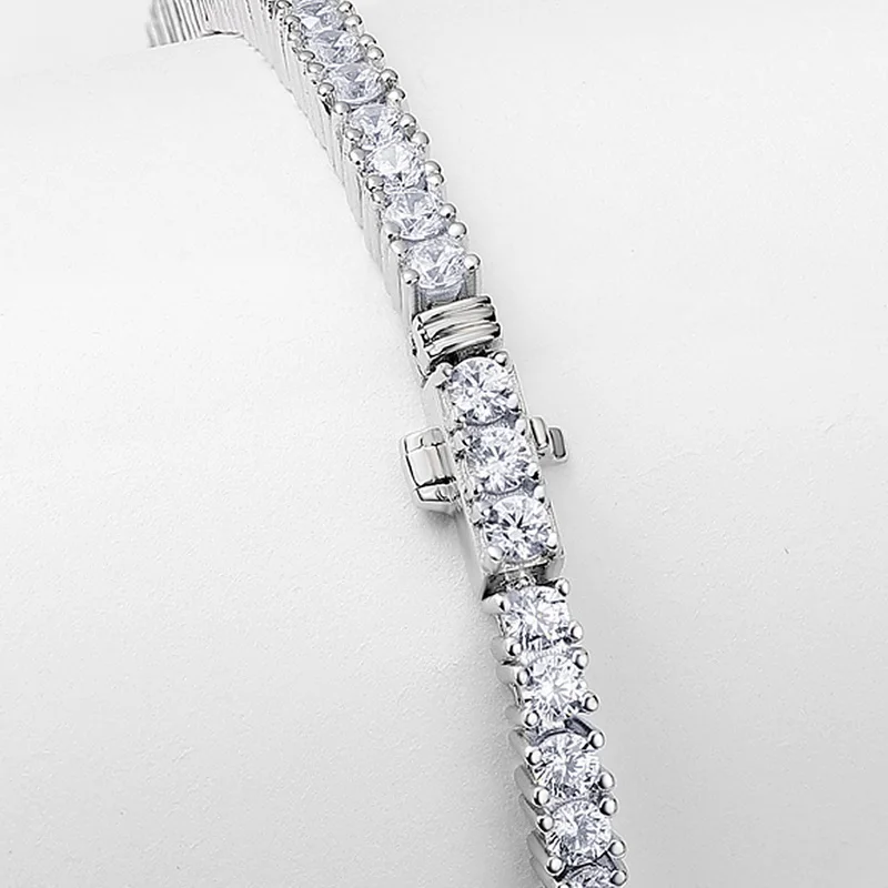 JewelyKing S925 Sterling Silver Zircon Round CZ Diamond Bracelet JKBS0042