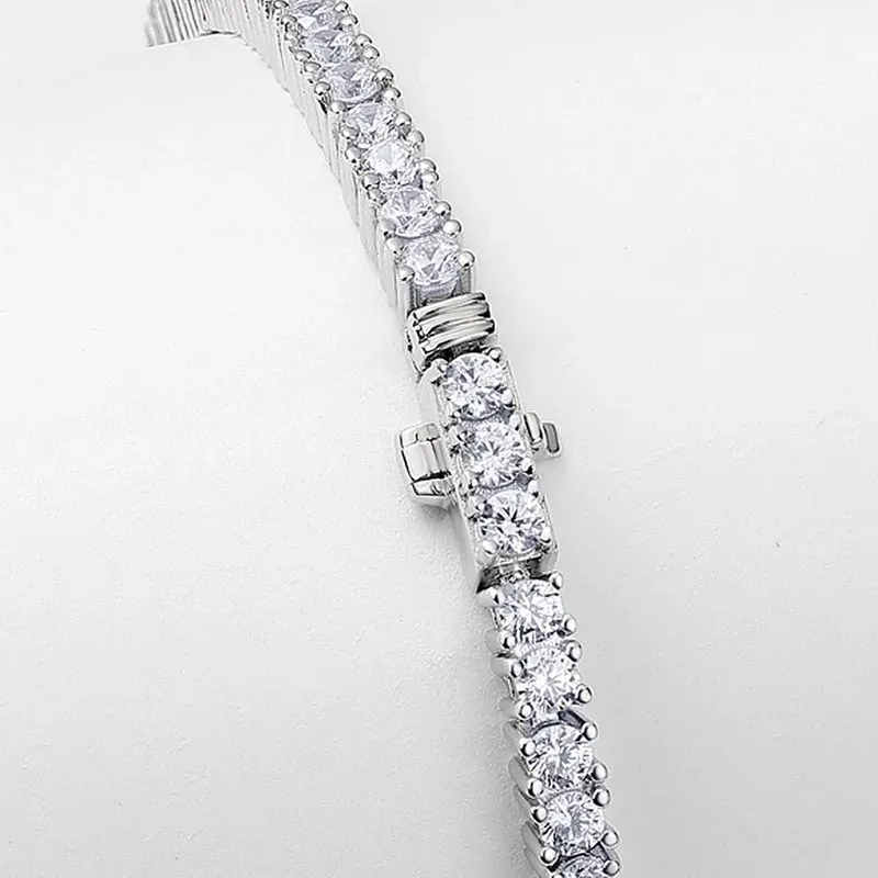 JewelyKing S925 Sterling Silver Zircon Round CZ Diamond Bracelet JKBS0042