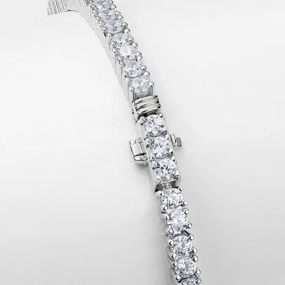 JewelyKing S925 Sterling Silver Zircon Round CZ Diamond Bracelet JKBS0042