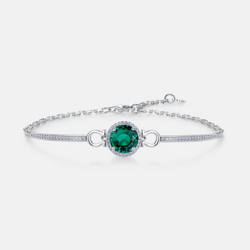Light Luxury Emerald Bracelet Adjustable 925 Sterling Silver Lab Grown Emerald Chain Fashion Bracelet Women