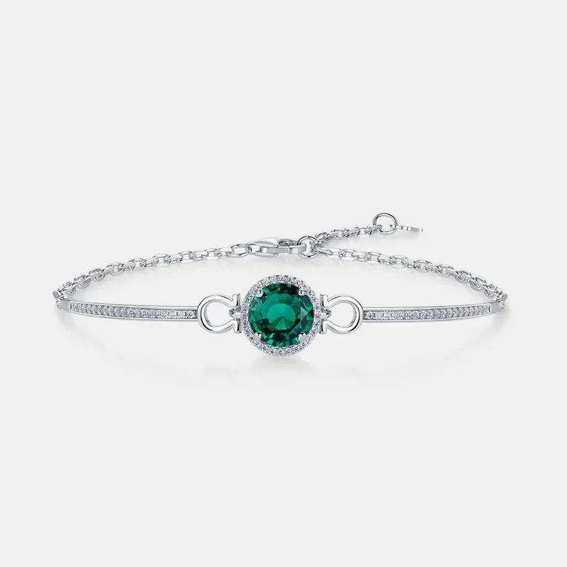 Light Luxury Emerald Bracelet Adjustable 925 Sterling Silver Lab Grown Emerald Chain Fashion Bracelet Women