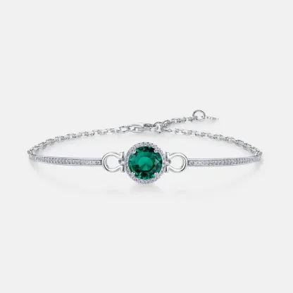 Light Luxury Emerald Bracelet Adjustable 925 Sterling Silver Lab Grown Emerald Chain Fashion Bracelet Women