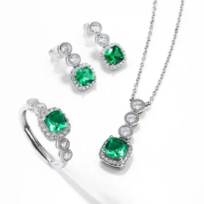 2 Ct Lab Created Emerald Colored Zirconia Women's Engagement Ring 925 Sterling Silver Ring Wholesale