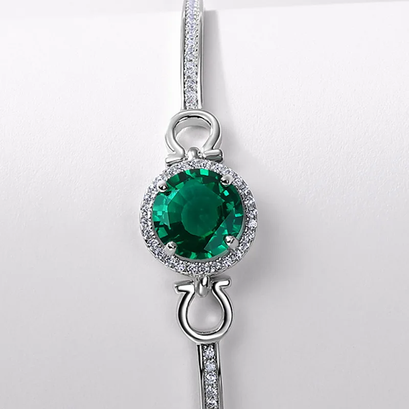 Light Luxury Emerald Bracelet Adjustable 925 Sterling Silver Lab Grown Emerald Chain Fashion Bracelet Women