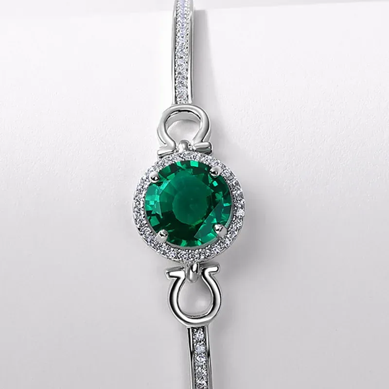 Light Luxury Emerald Bracelet Adjustable 925 Sterling Silver Lab Grown Emerald Chain Fashion Bracelet Women
