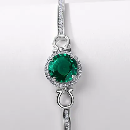 Light Luxury Emerald Bracelet Adjustable 925 Sterling Silver Lab Grown Emerald Chain Fashion Bracelet Women