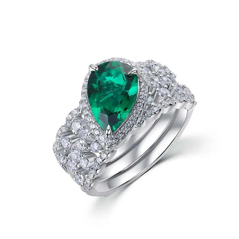 Fine Jewelry Dainty Ring 925 Sterling Silver Lab Grown Emerald Elegant Jewelry Trendy Rings for Women