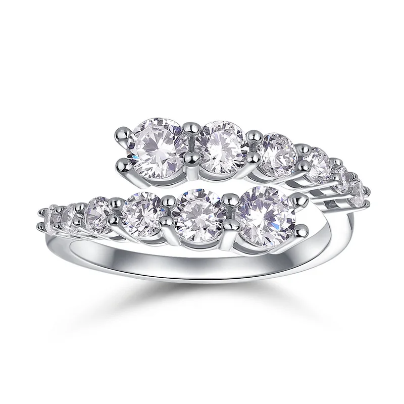 JewelyKing S925 Sterling Silver 1CT Round Brilliant Cut 5A White Zircon Ring JKRS0256