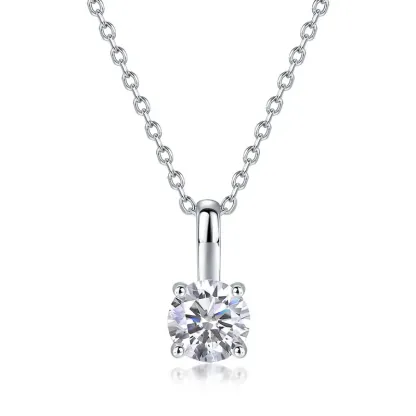 JewelyKing S925 Sterling Silver Hpht Lab Grown Diamond Necklace Charm Jewelry JKNS0013