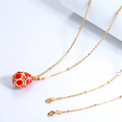 Women Fashion Jewelry Hand Enameled Easter Day Russian Style Faberge Egg Necklace Pendant