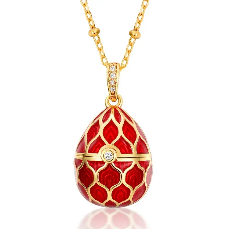 JewelyKing S925 Sterling Silver Diffuser Enamel Egg Cage Locket Vintage Pendant Necklace JKNS0141