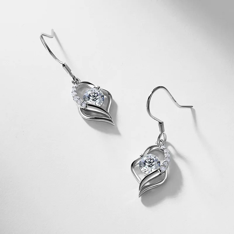 Lab Grown Diamond Drop Earrings Trendy 925 Sterling Silver Gold Plated Dangle Hooks