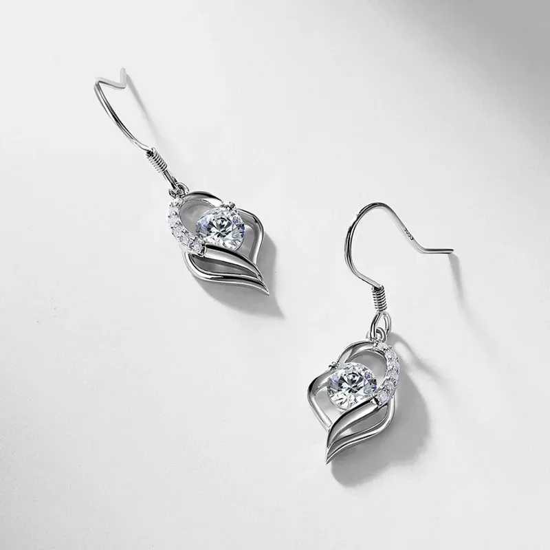 Lab Grown Diamond Drop Earrings Trendy 925 Sterling Silver Gold Plated Dangle Hooks