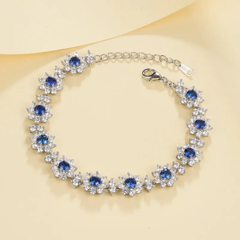 Luxury S925 Sterling Silver Jewelry Bracelets Ruby Emerald Gemstone Bracelets 925 Sterling Silver Hand Chain Jewelry for Women