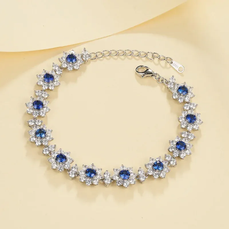 Luxury S925 Sterling Silver Jewelry Bracelets Ruby Emerald Gemstone Bracelets 925 Sterling Silver Hand Chain Jewelry for Women