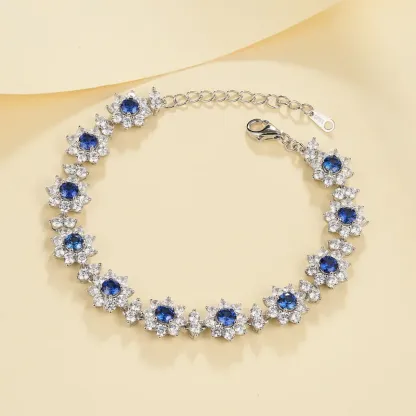 Luxury S925 Sterling Silver Jewelry Bracelets Ruby Emerald Gemstone Bracelets 925 Sterling Silver Hand Chain Jewelry for Women