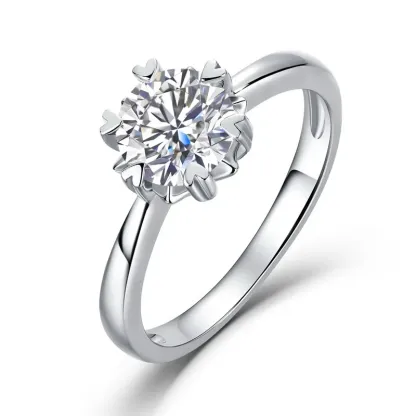 Women S925 Sterling Silver Classic Six Prong 1ct Lab Grown Diamond Ring Elegant Wedding Engagement Jewelry